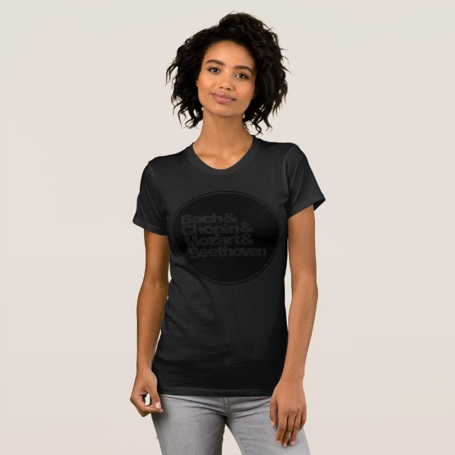 Camiseta Bach, Chopin e Mozart e Beethoven (Frente Completa)