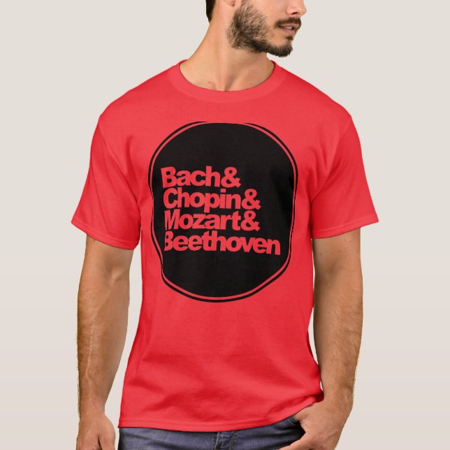 Camiseta Bach, Chopin e Mozart e Beethoven (Frente)