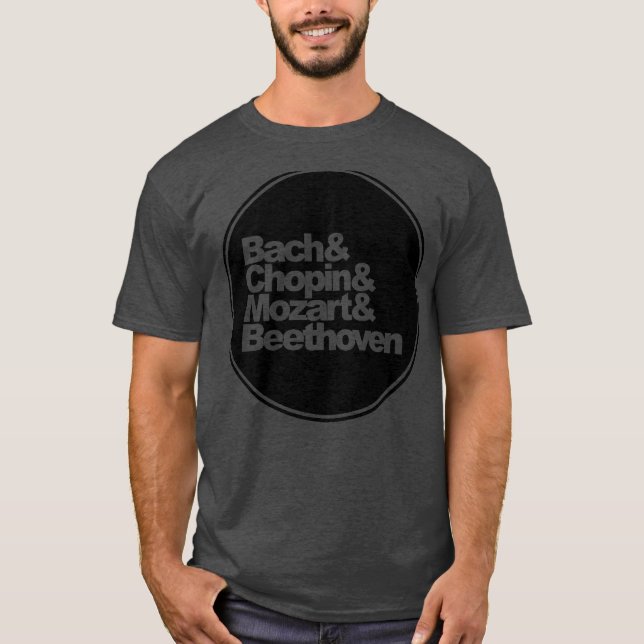 Camiseta Bach, Chopin e Mozart e Beethoven (Frente)