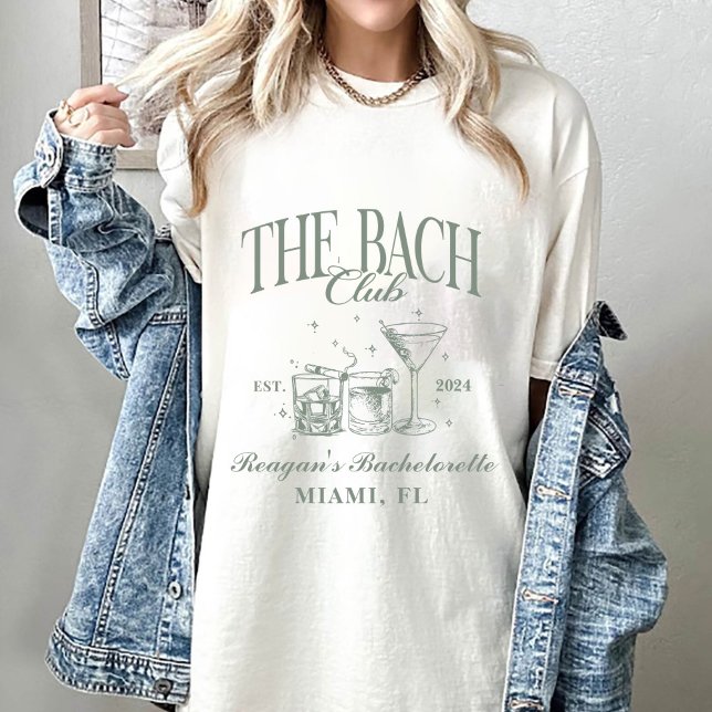 Camiseta Bach Club Personalizado Bachelorette Retro Cocktai (Criador carregado)
