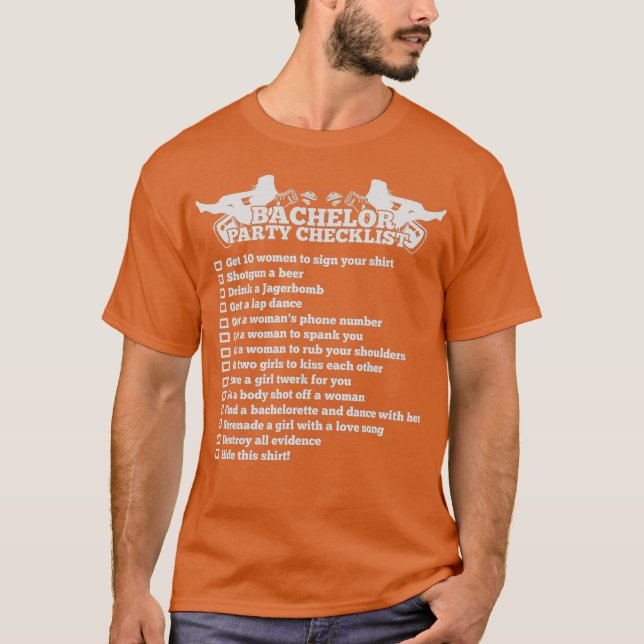 Camiseta Bachelor Party Checklist   Funny Groom  for Men (Frente)