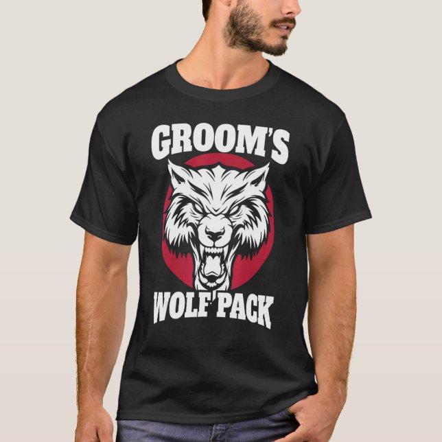 Camiseta Bachelor Party Groom's Wolfpack Wedding Party Mens (Frente)