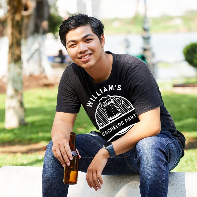Camiseta Bachelor Party Ground Black and White Beer (Criador carregado)