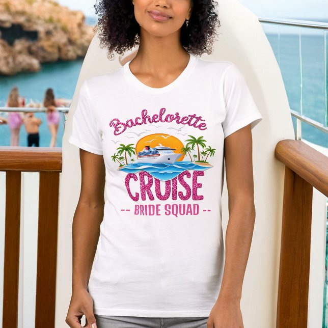 Camiseta Bachelorette Cruise Bride Squad Glitter Tee (Criador carregado)
