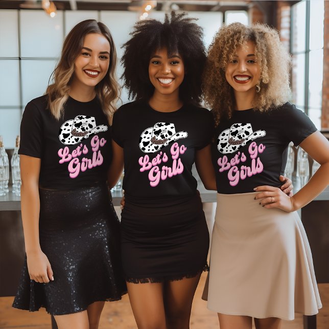 Camiseta Bachelorette de Raparigas do Vamos Negro Rosa Go (Criador carregado)