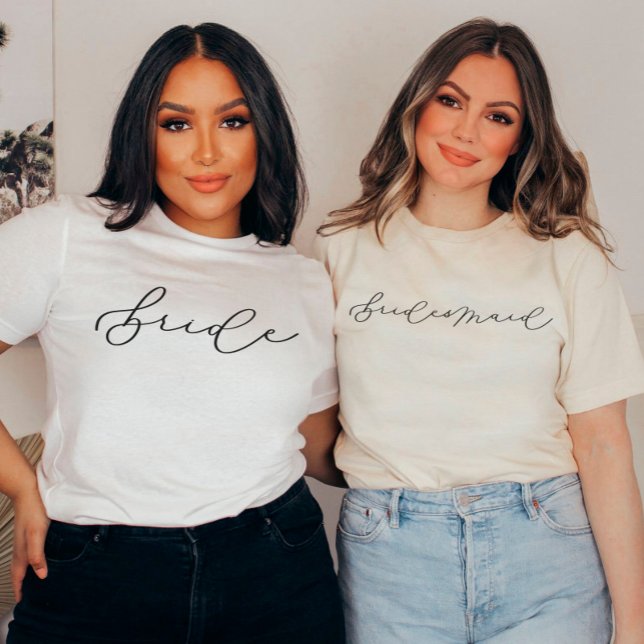 Camiseta Bachelorette de Script Cute Bridesmaid/Partido Bri (Criador carregado)