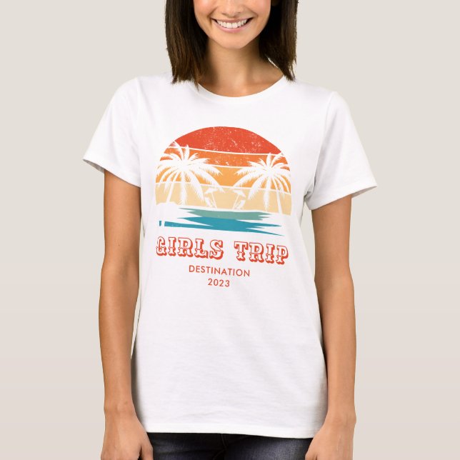 Camiseta Bachelorette de Viagem das Meninas com Pôr do Sol  (Frente)