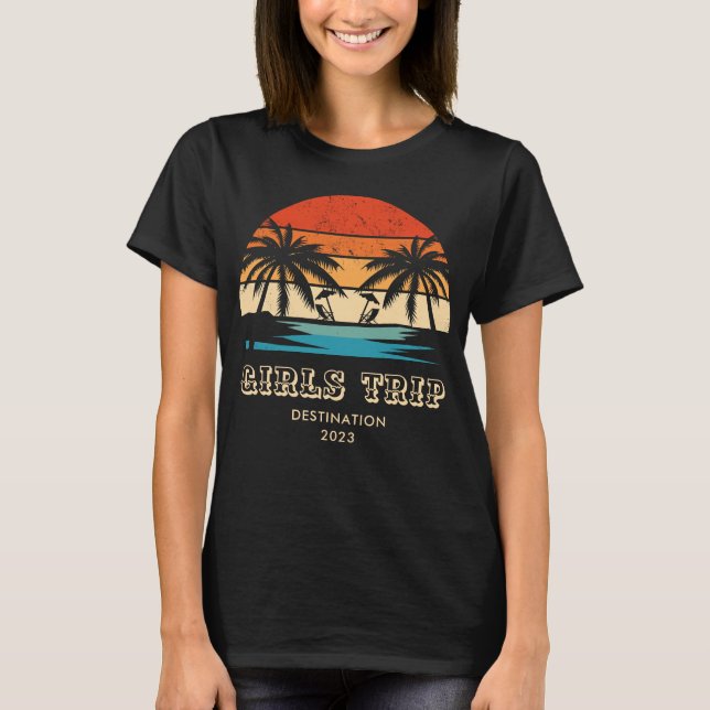 Camiseta Bachelorette de Viagem das Meninas com Pôr do Sol  (Frente)