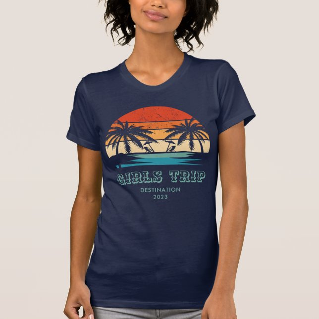 Camiseta Bachelorette de Viagem das Meninas com Pôr do Sol  (Frente)