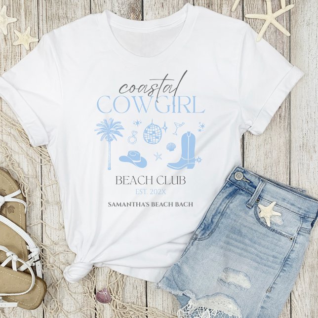 Camiseta Bachelorette Favor do Clube de Praia da Cowgirl Co (Coastal Cowgirl Beach Club Matching Bachelorette Weekend T-shirt)
