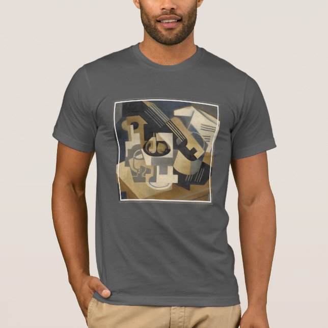 Camiseta Bacia em uma mesa, 1918 da guitarra e de fruta (Frente)