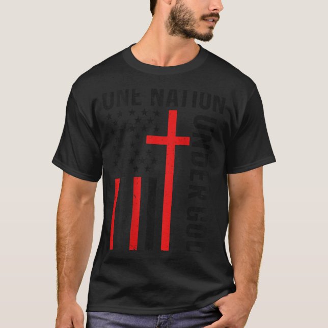 Camiseta Back One Nation Under God American Flag Christian  (Frente)