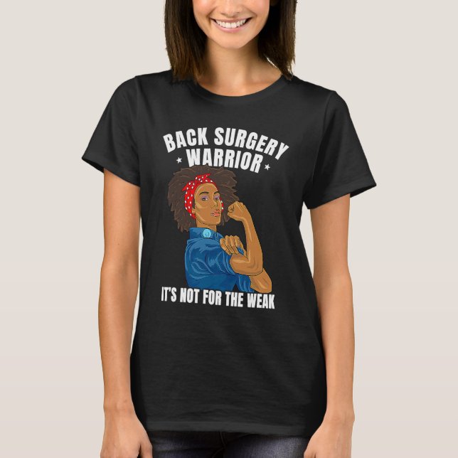 Camiseta Back Surgery Warrior African American Women Black  (Frente)