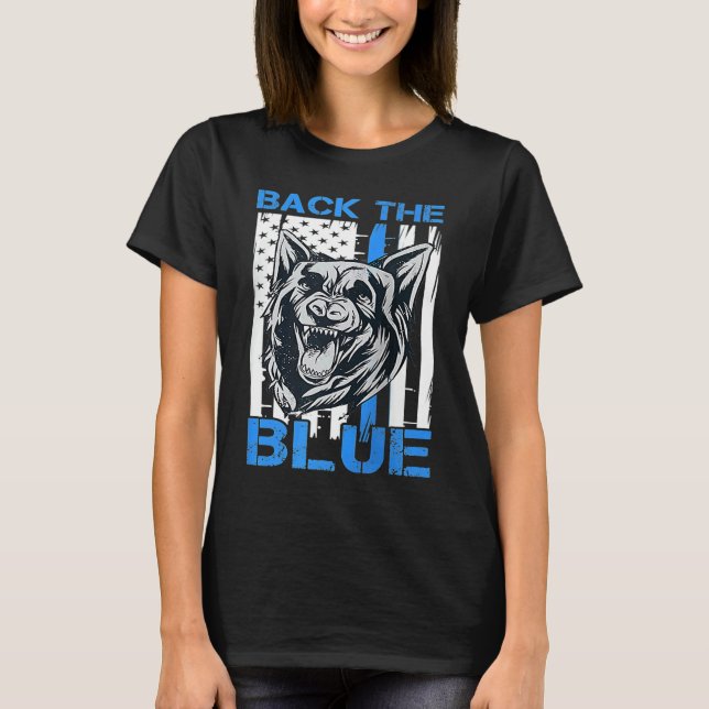 Camiseta Back The Blue  Police Dog Enthusiast K 9 Police Of (Frente)