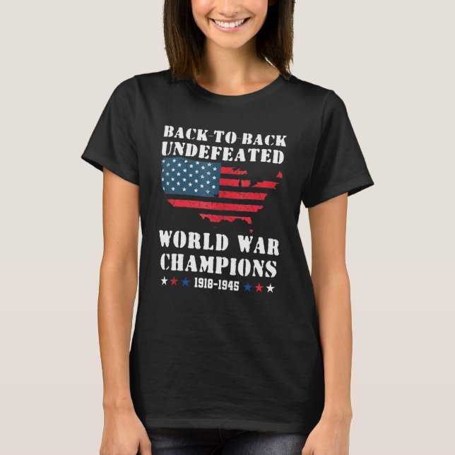 Camiseta Back To Back Undefeated World War Champs  4th Of J (Frente)