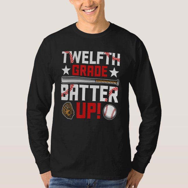 Camiseta Back To School 12th Grade Baseball First Day (Frente)