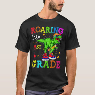 Camiseta Back To School 1st Grade Dinosaur Rex Kids Boys Gi