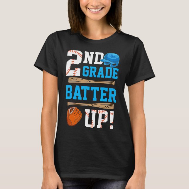 Camiseta Back To School 2nd Grade Batter Up Baseball First  (Frente)