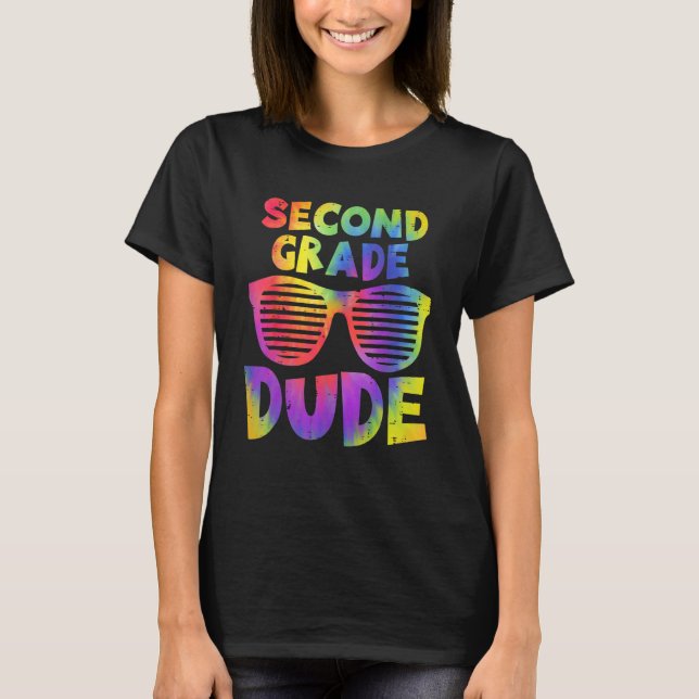 Camiseta Back To School 2nd Second Grade Dude Tie Dye Sungl (Frente)