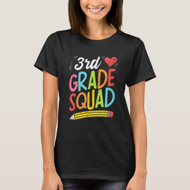 Camiseta Back To School 3rd Grade Squad Third Grade Teacher (Frente)