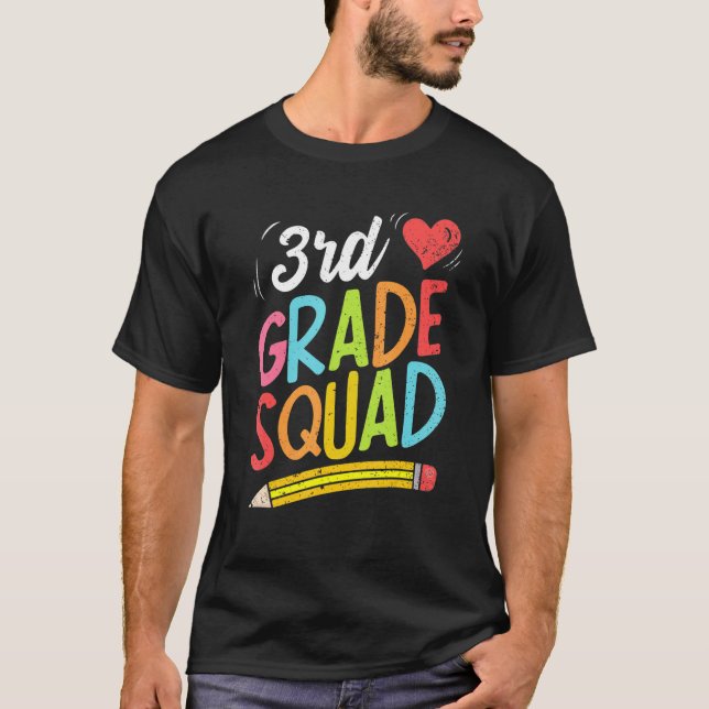 Camiseta Back To School 3rd Grade Squad Third Grade Teacher (Frente)