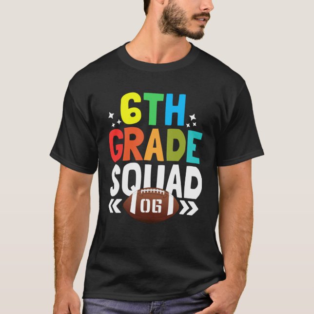 Camiseta Back to School 6th Grade squad Football Kids (Frente)