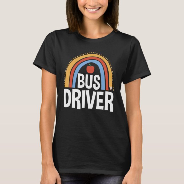 Camiseta Back To School Appreciation Boho Rainbow Bus Drive (Frente)