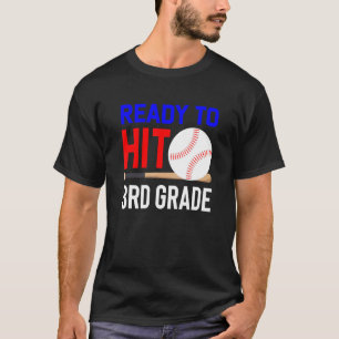 Camiseta Back To School Baseball Ready To Hit 3rd Grade Stu