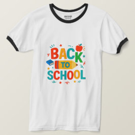 Camiseta Back to School" Colorful Pencil & Apple Graphic