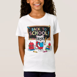 Camiseta Back to School Cute Cat T-Shirt – Fun Kids Design 
