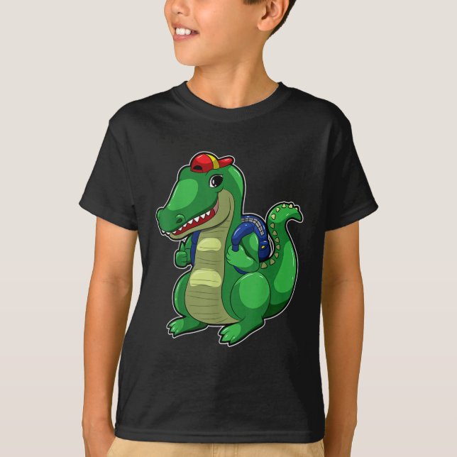 Camiseta Back To School Cute Crocodile Funny Croc Backpack  (Frente)