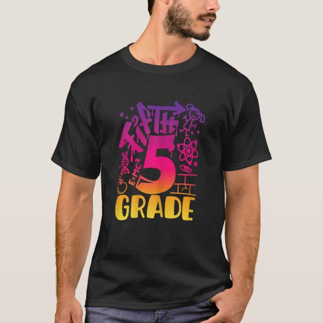 Camiseta Back To School Fifth 5th Grade Teacher Girls Graff (Frente)