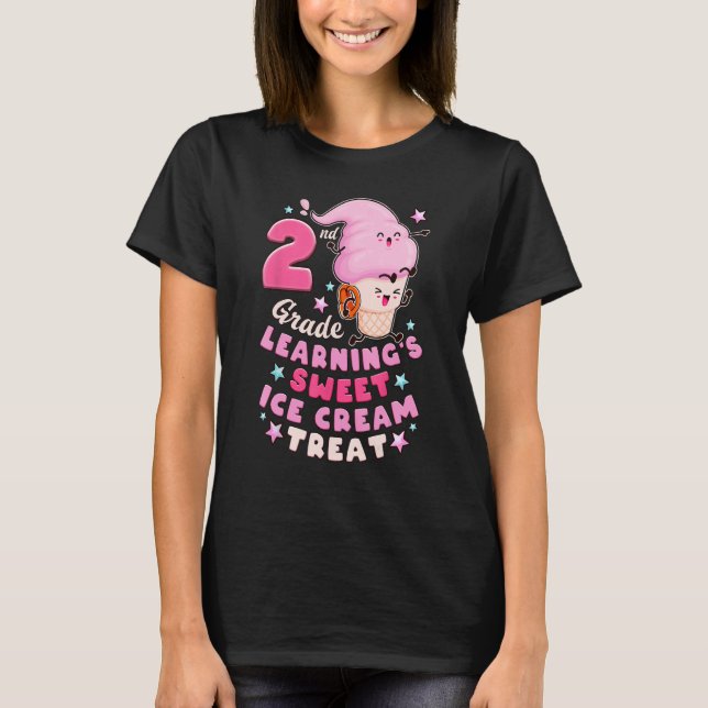 Camiseta Back To School First Day of 2nd Grade Girl Ice Cre (Frente)