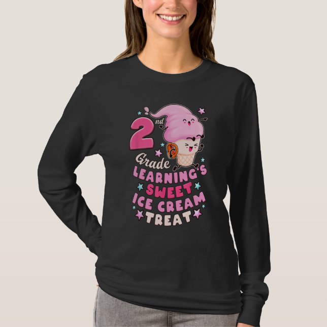 Camiseta Back To School First Day of 2nd Grade Girl Ice Cre (Frente)