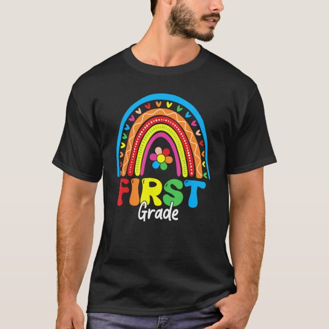 Camiseta Back To School Funny Happy First Day Of First Grad (Frente)
