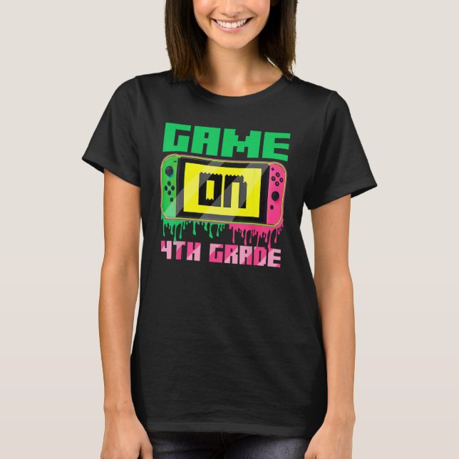 Camiseta Back To School Game On 4th Grade Video Gamer Fourt (Frente)