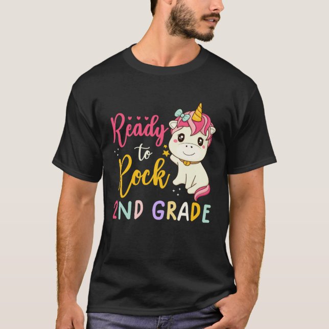 Camiseta back to school  girls ready to rock 2nd grade Unic (Frente)