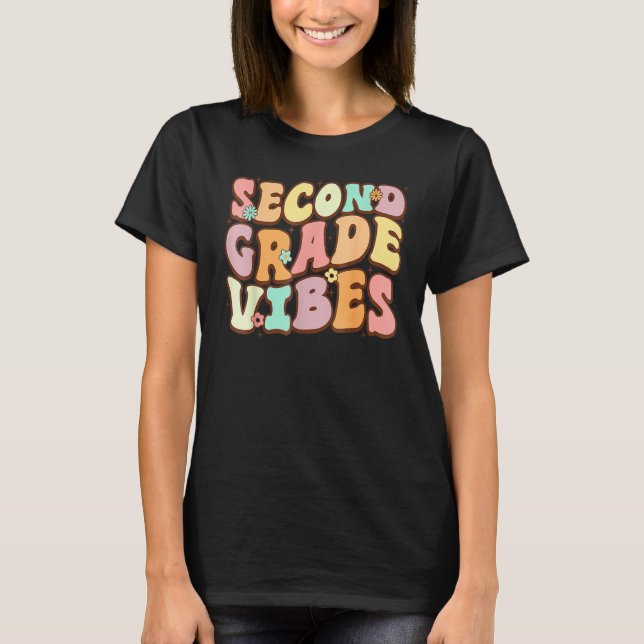 Camiseta Back To School Groovy Second Grade Vibes 2nd Grade (Frente)
