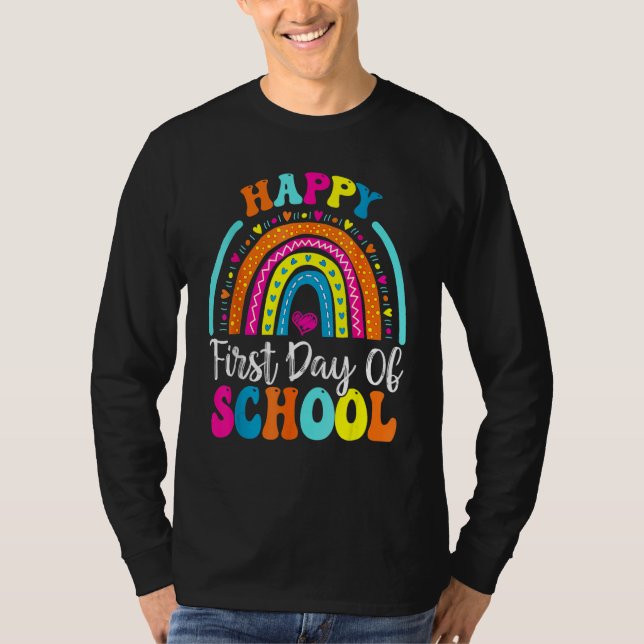 Camiseta Back To School  Happy First Day Of School For Teac (Frente)
