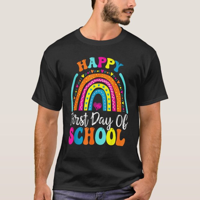Camiseta Back To School  Happy First Day Of School For Teac (Frente)