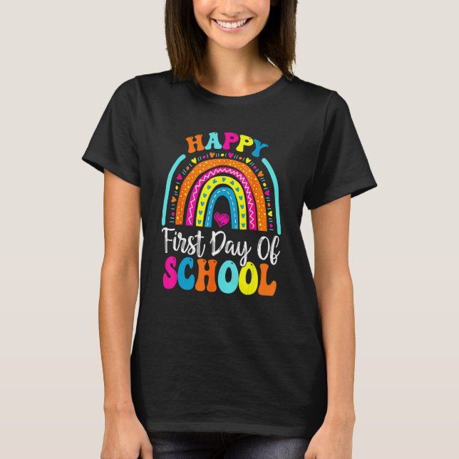 Camiseta Back To School  Happy First Day Of School For Teac (Frente)