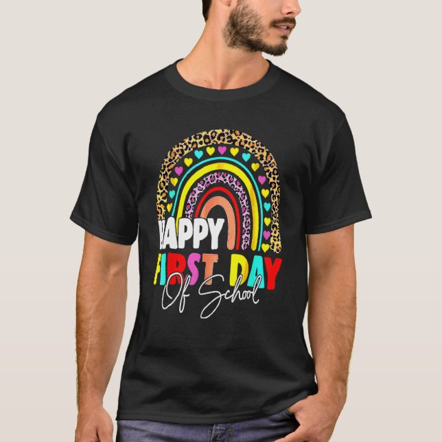 Camiseta Back To School  Happy First Day Of School For Teac (Frente)