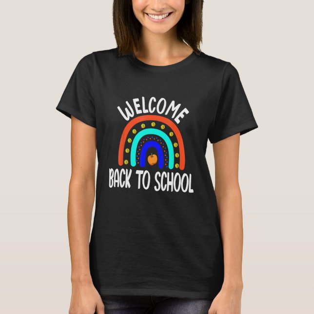 Camiseta Back To School Happy First Day Of School Rainbow T (Frente)