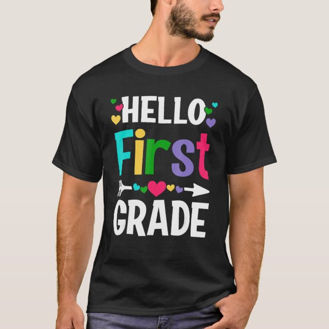 Camiseta Back To School Hello 1st Grade First Day Teacher S (Frente)
