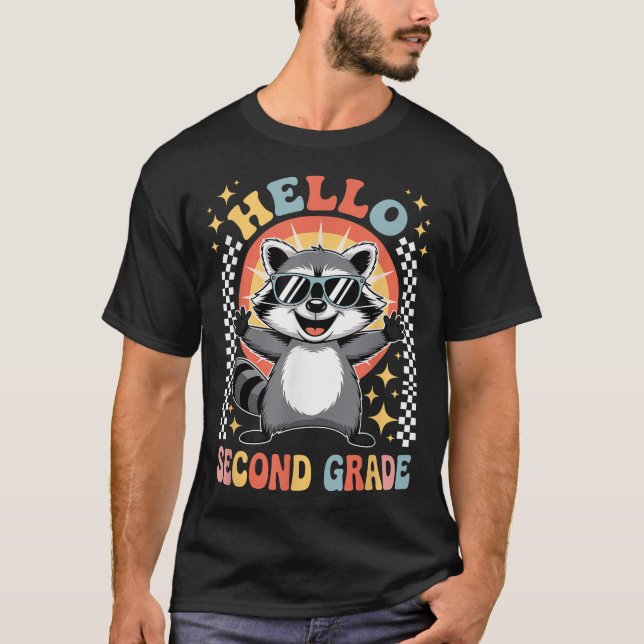 Camiseta Back To School Hello 2Nd Grade Raccoon Second  (Frente)