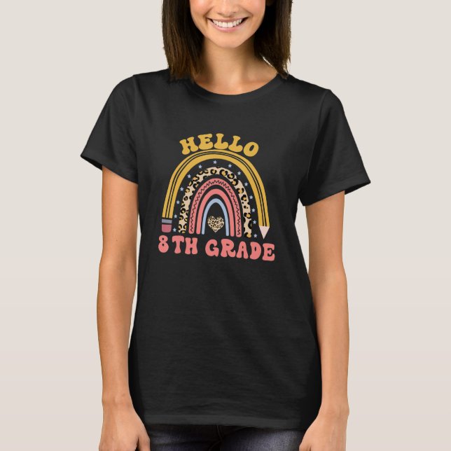 Camiseta Back To School Hello 8th Grade Rainbow Teachers St (Frente)