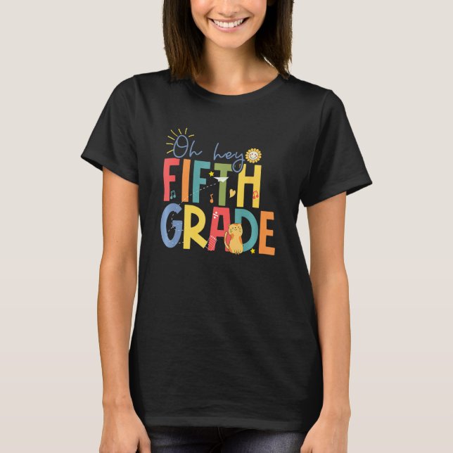 Camiseta Back To School Hello Fifth Grade Teacher Hello 5th (Frente)