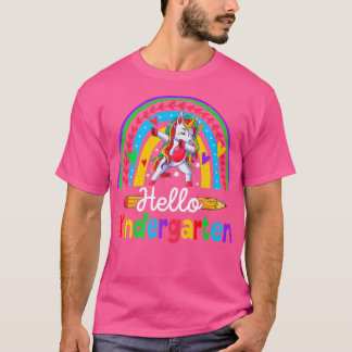 Camiseta Back To School Hello Kindergarten Dabbing Unicorn 