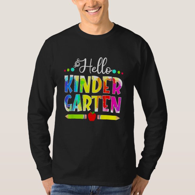 Camiseta Back To School Hello Kindergarten Girls Boys Teach (Frente)