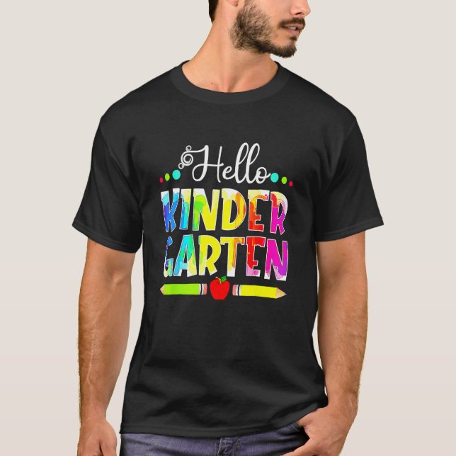 Camiseta Back To School Hello Kindergarten Girls Boys Teach (Frente)